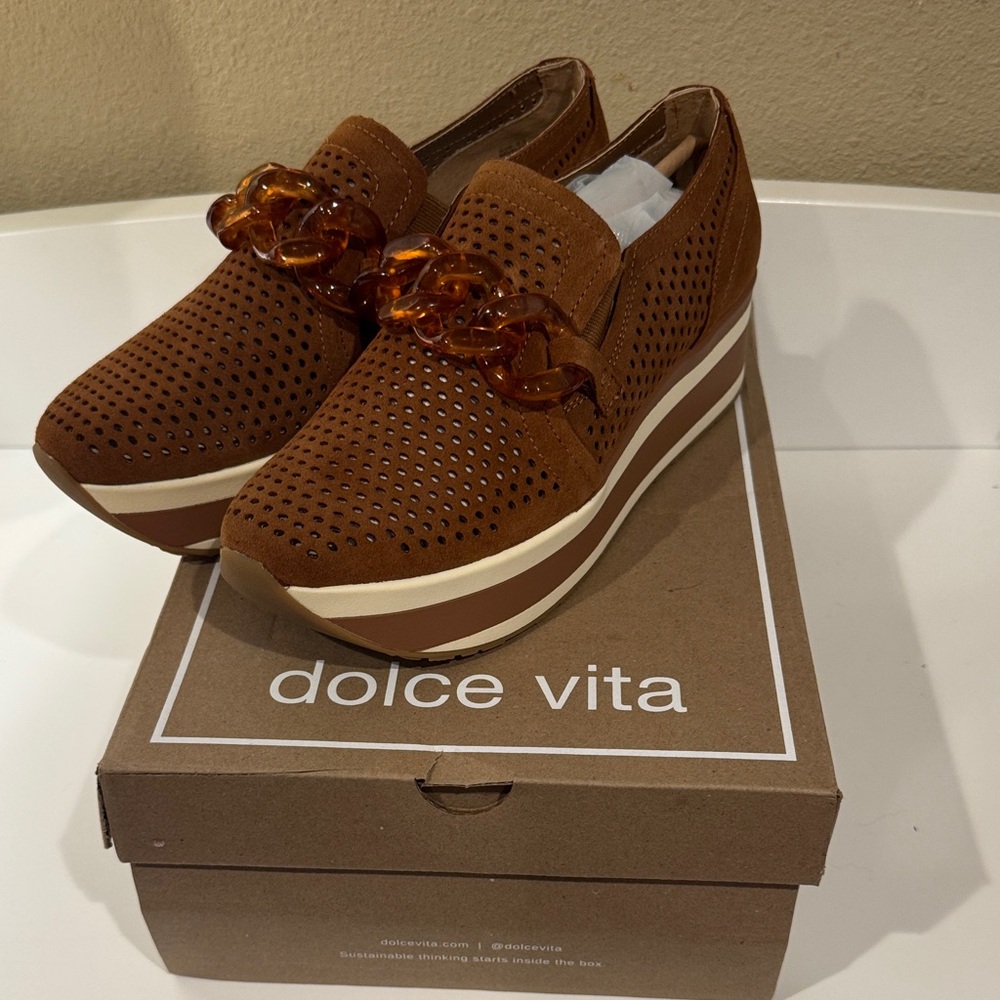 Dolce Vita Brown Platform Slip-Ons